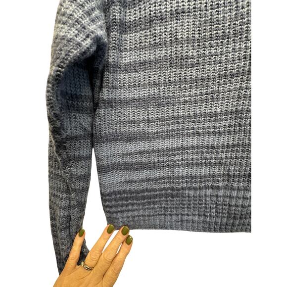 Aerie Blue Half Zip Waffle Knit Sweater XS โ Cozy Chunky Collared Pullover - Picture 3 of 10